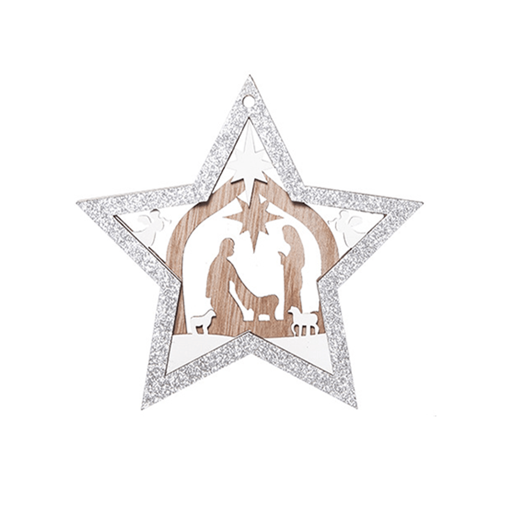 Christianartworkshop 3 Rustic Style Layered Wooden Pendant Christmas Nativity Ornaments - image 5