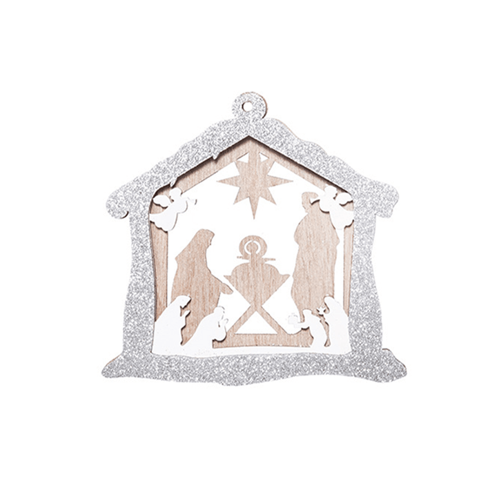 Christianartworkshop 3 Rustic Style Layered Wooden Pendant Christmas Nativity Ornaments - House - image 6