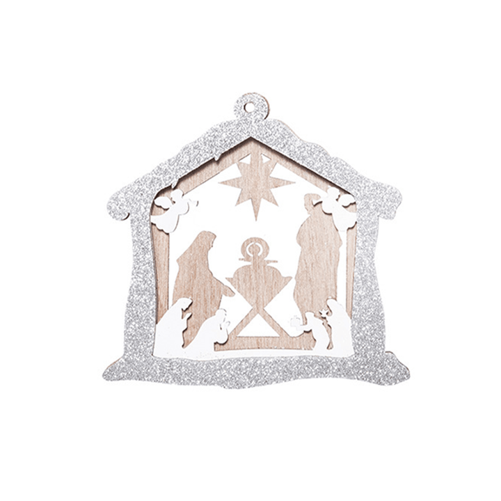 Christianartworkshop 3 Rustic Style Layered Wooden Pendant Christmas Nativity Ornaments - House - image 5