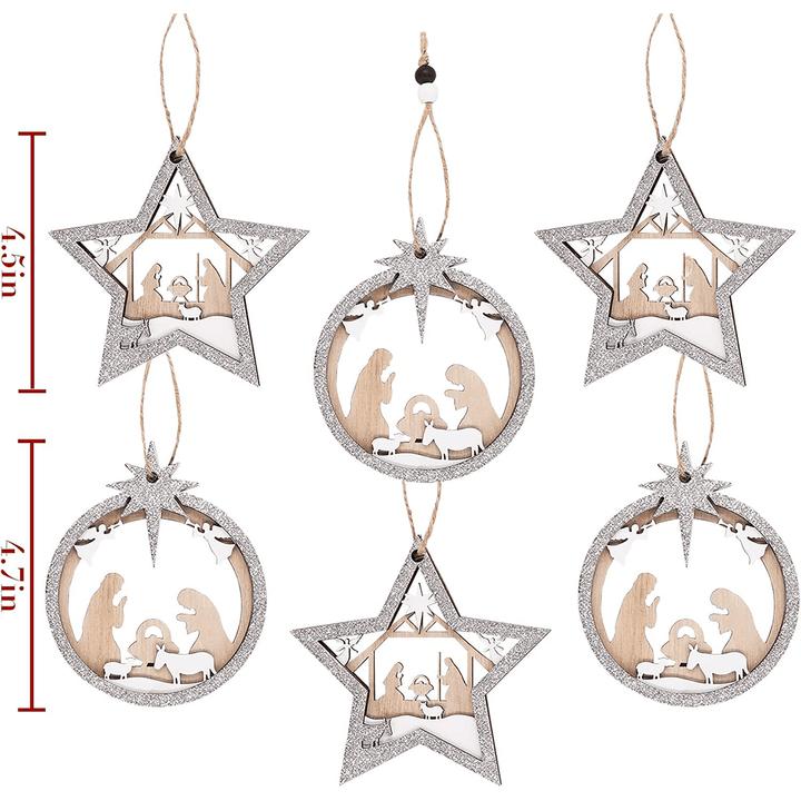Christianartworkshop 3 Rustic Style Layered Wooden Pendant Christmas Nativity Ornaments - image 9
