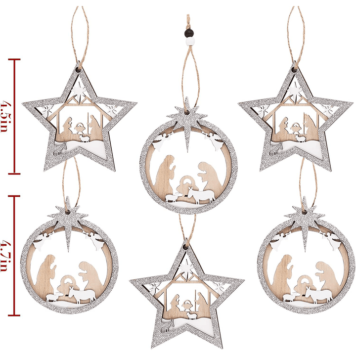 Christianartworkshop 3 Rustic Style Layered Wooden Pendant Christmas Nativity Ornaments - image 8