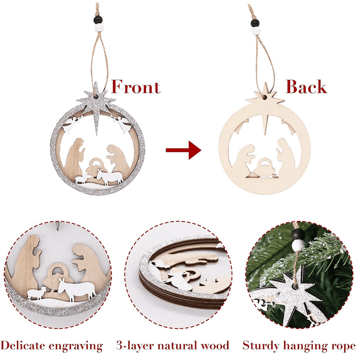 Christianartworkshop 3 Rustic Style Layered Wooden Pendant Christmas Nativity Ornaments - image 8