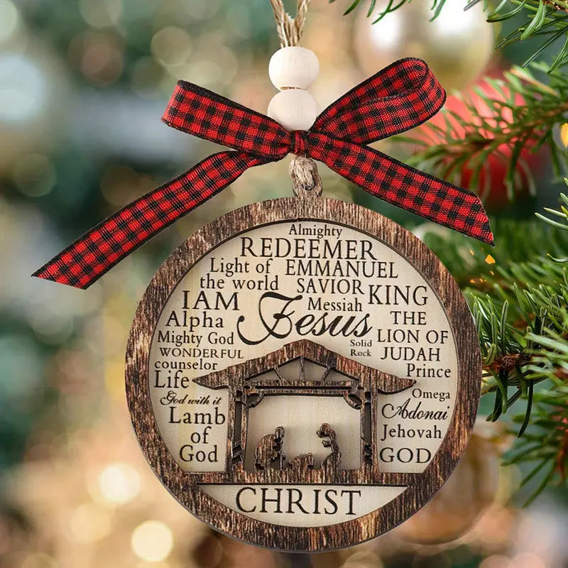 Christianartworkshop Rustic Style Layered Wooden Bible Verse Christmas Nativity Ornaments - image 2