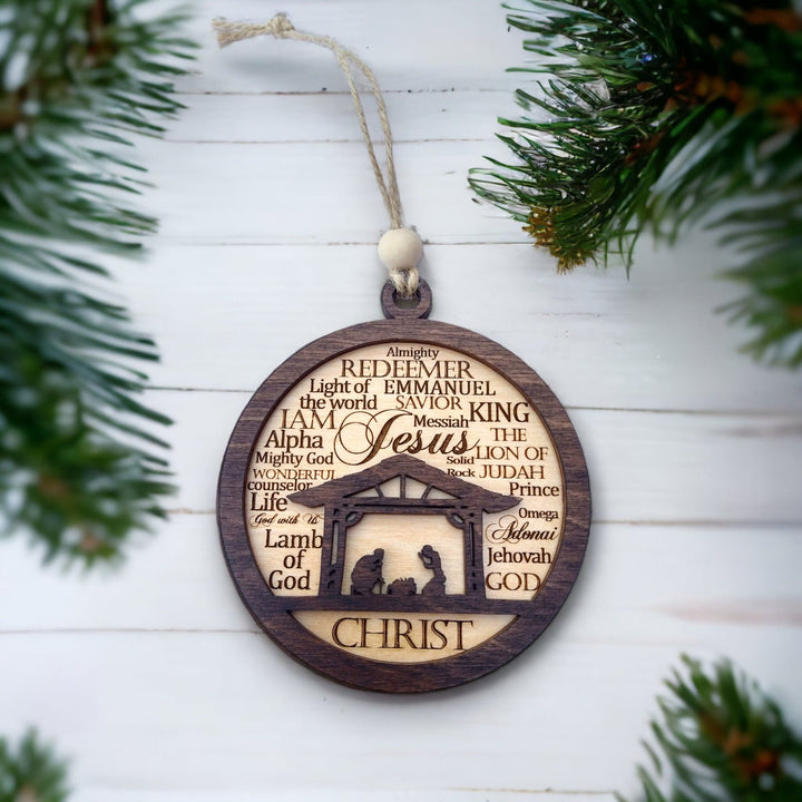 Christianartworkshop Rustic Style Layered Wooden Bible Verse Christmas Nativity Ornaments - image 5