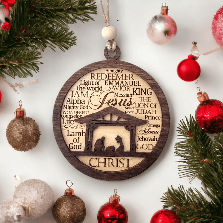 Christianartworkshop Rustic Style Layered Wooden Bible Verse Christmas Nativity Ornaments - Nativity Scene - image 1
