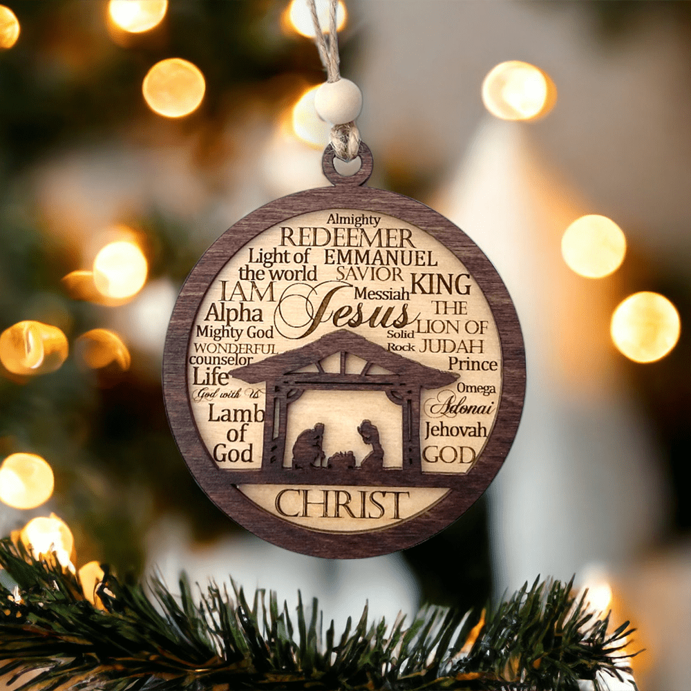 Christianartworkshop Rustic Style Layered Wooden Bible Verse Christmas Nativity Ornaments - image 3