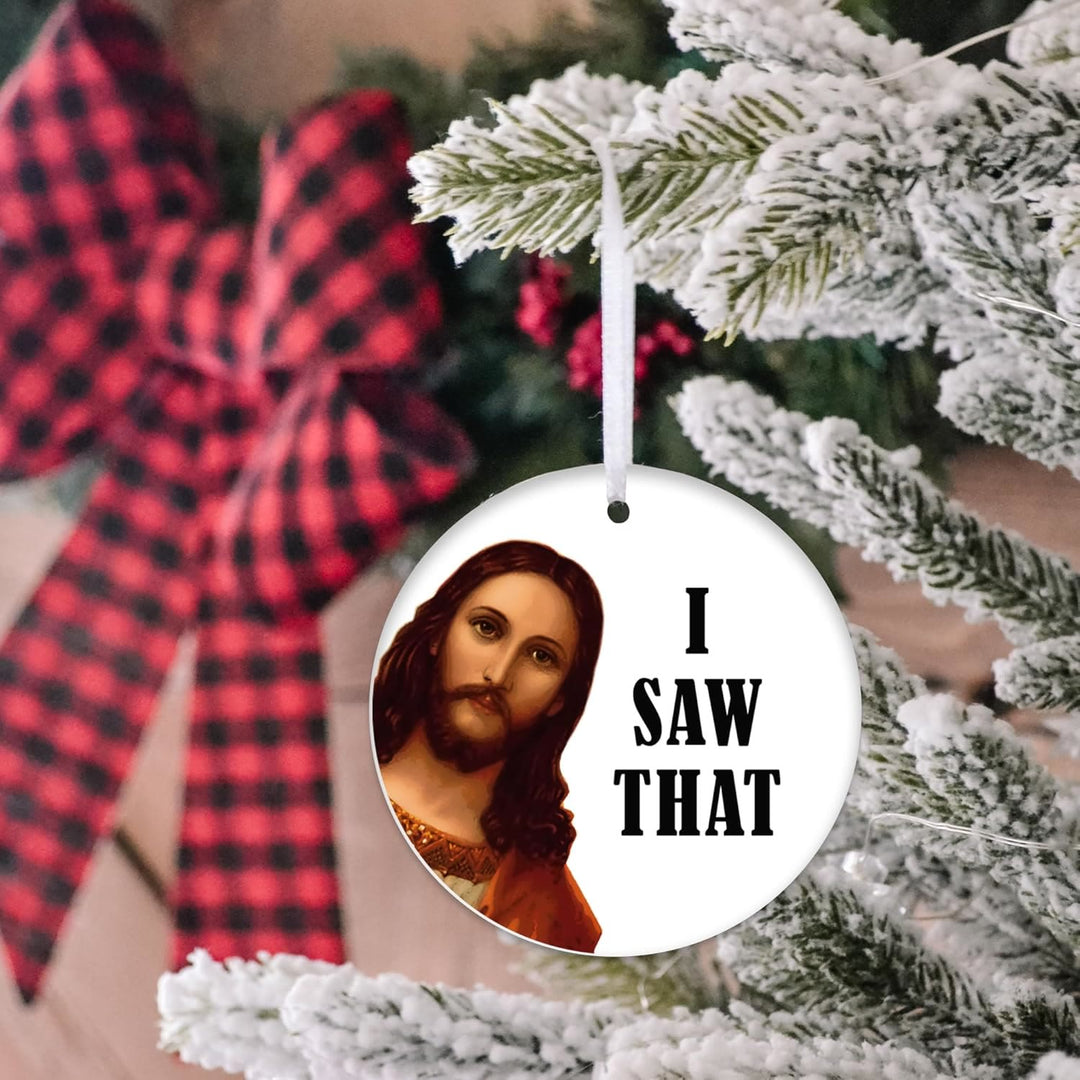 Christianartworkshop Classic Humor Style Jesus I Saw That Christmas Pendant Ornaments - image 5