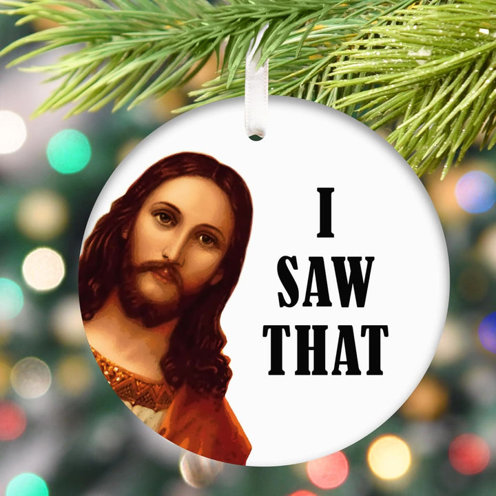 Christianartworkshop Classic Humor Style Jesus I Saw That Christmas Pendant Ornaments - image 3
