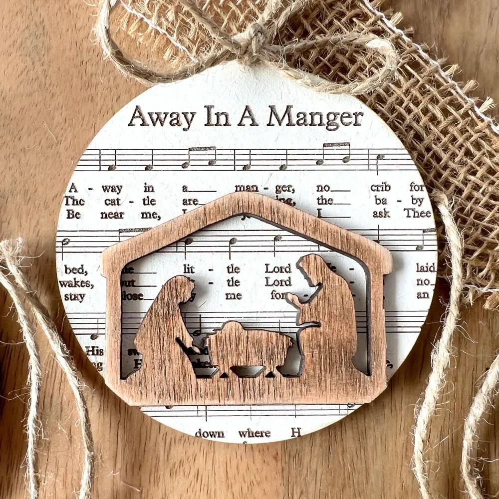 Christianartworkshop 5 Rustic Style Wooden Music Sheet Christmas Nativity Ornaments - Style C - image 8