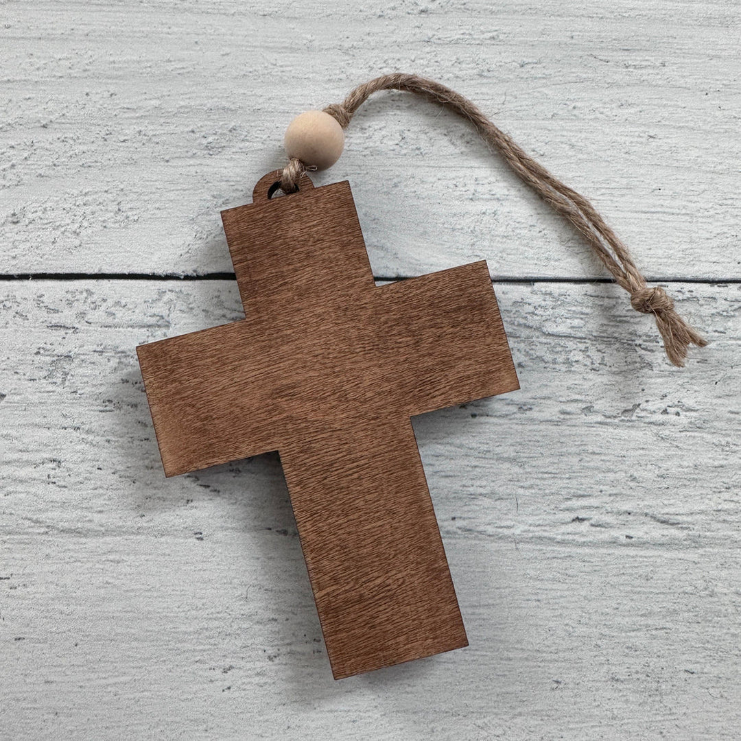 Christianartworkshop Rustic Style Cross Ornaments with Isaiah 9:6 Quote Christmas Nativity Ornaments - image 9