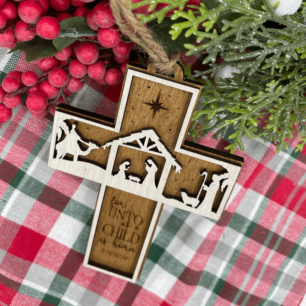 Christianartworkshop Rustic Style Cross Ornaments with Isaiah 9:6 Quote Christmas Nativity Ornaments - image 4