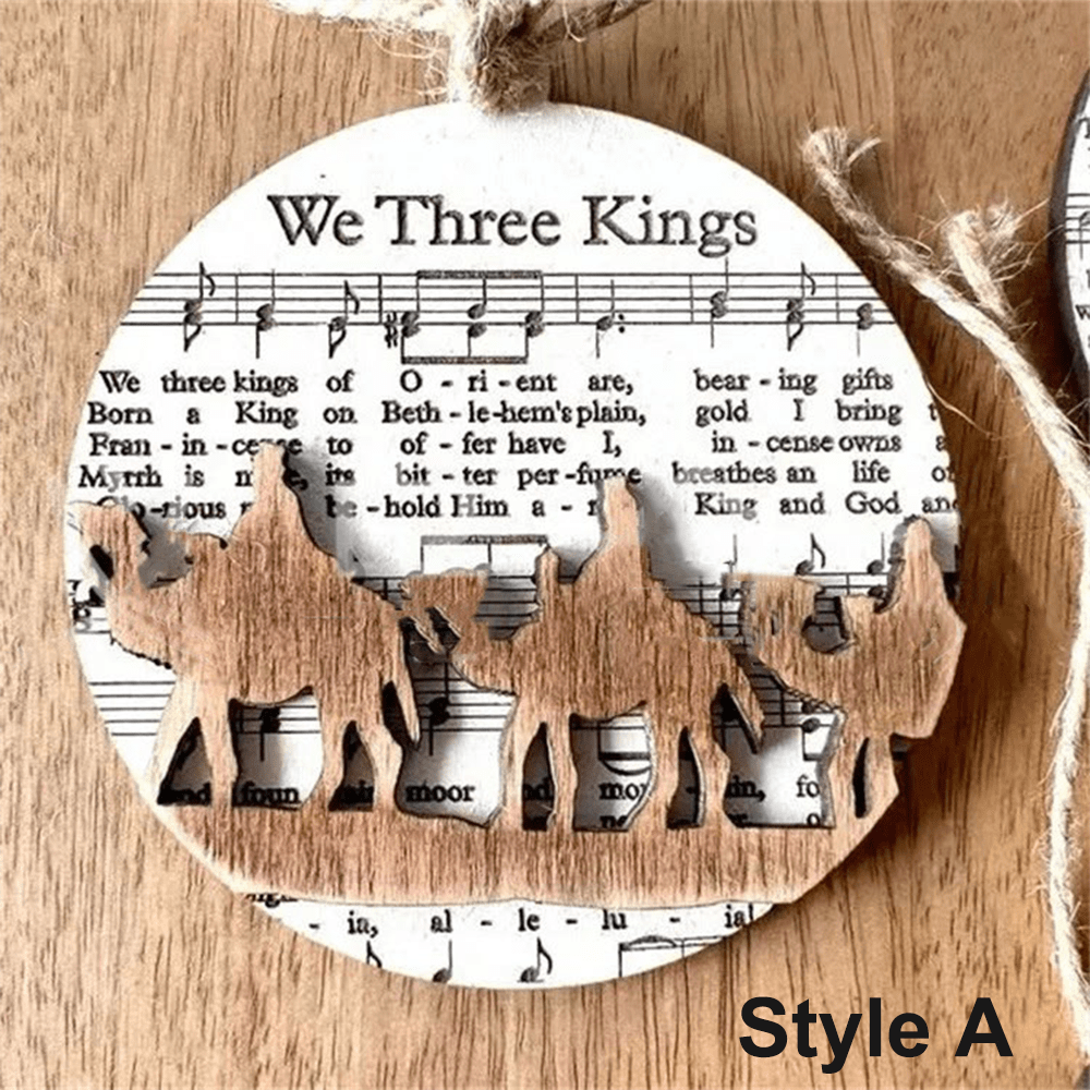 Christianartworkshop 5 Rustic Style Wooden Music Sheet Christmas Nativity Ornaments - Style A - image 6