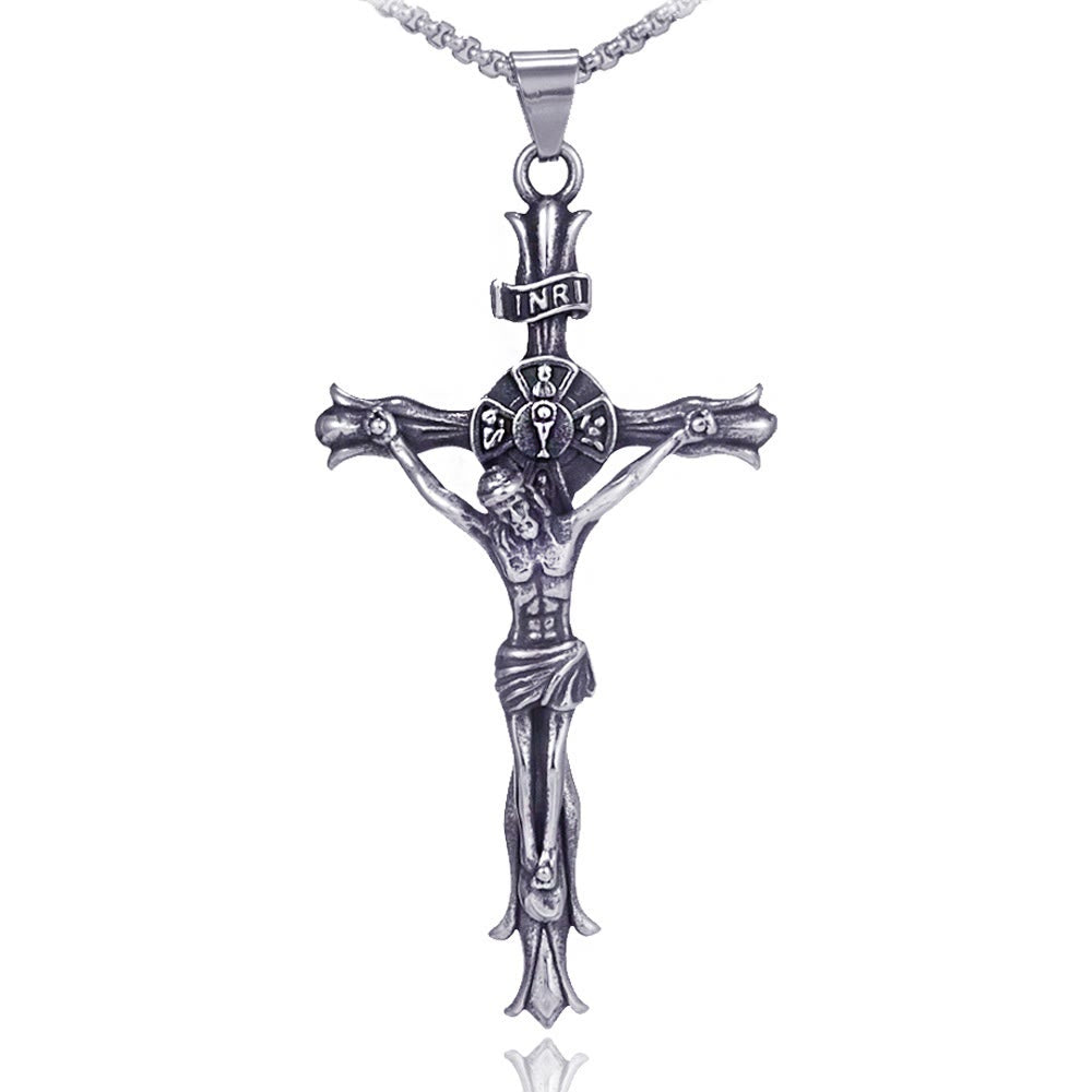 Christianartworkshop Retro Style Stainless Steel Crucifix Jewelry Chain Pendant Necklace - image 4