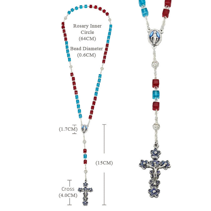 Christianartworkshop Miraculous Medal & Crucifix of 6 mm Square Multicolor Crystal Alloy Chain Rosary - image 9