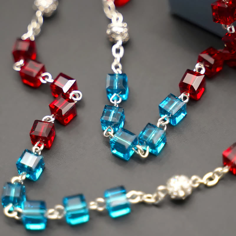 Christianartworkshop Miraculous Medal & Crucifix of 6 mm Square Multicolor Crystal Alloy Chain Rosary - image 8