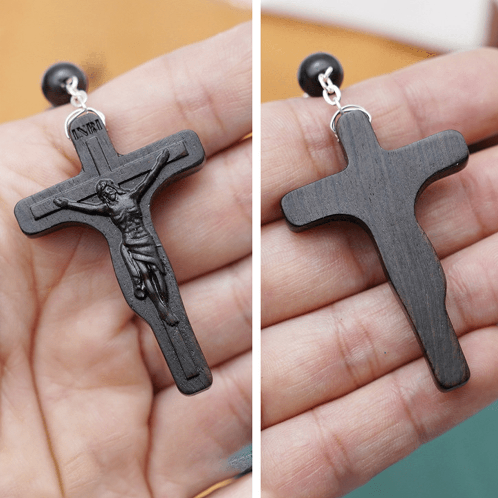 Christianartworkshop Madonna and Child & Crucifix of 8 mm Round Multicolor Olive Wood Alloy Chain Rosary - image 14