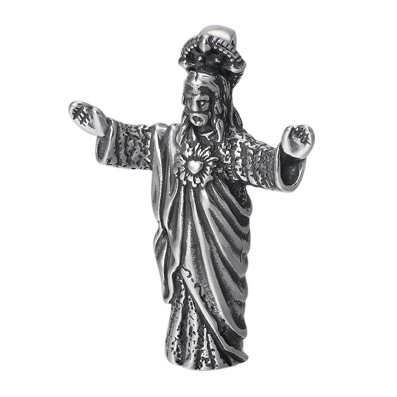 Christianartworkshop Retro Old-Fashioned Style Jesus Sterling Silver Pendant Necklace - image 5