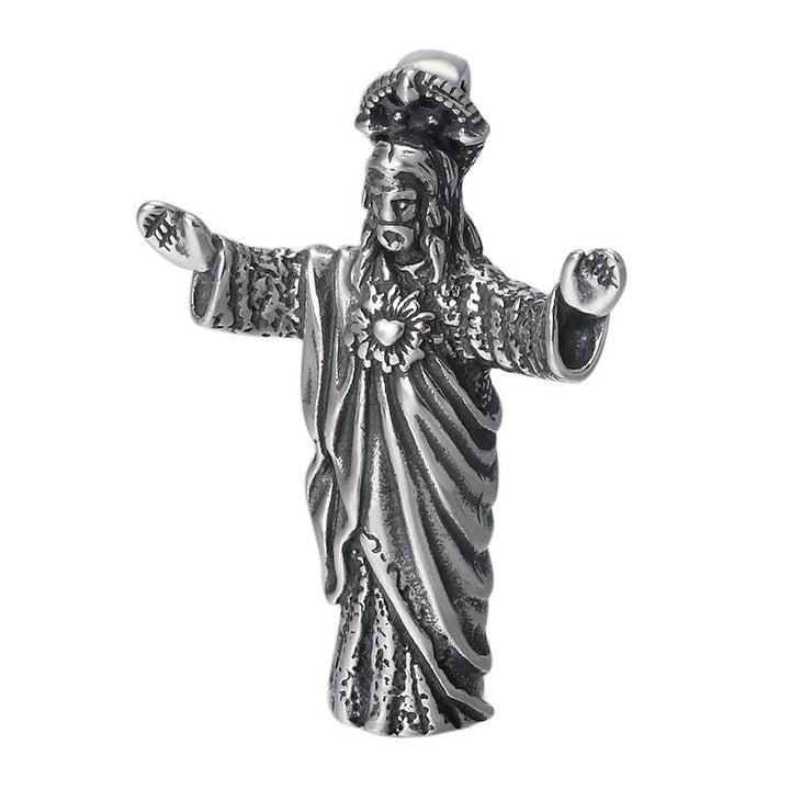 Christianartworkshop Retro Old-Fashioned Style Jesus Sterling Silver Pendant Necklace - image 5