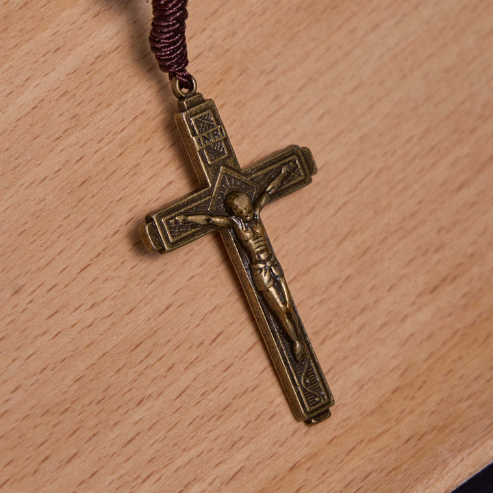 Christianartworkshop Our Lady of Guadalupe & Crucifix of 10 mm Round Green Agate Nylon Cord Rosary - image 5