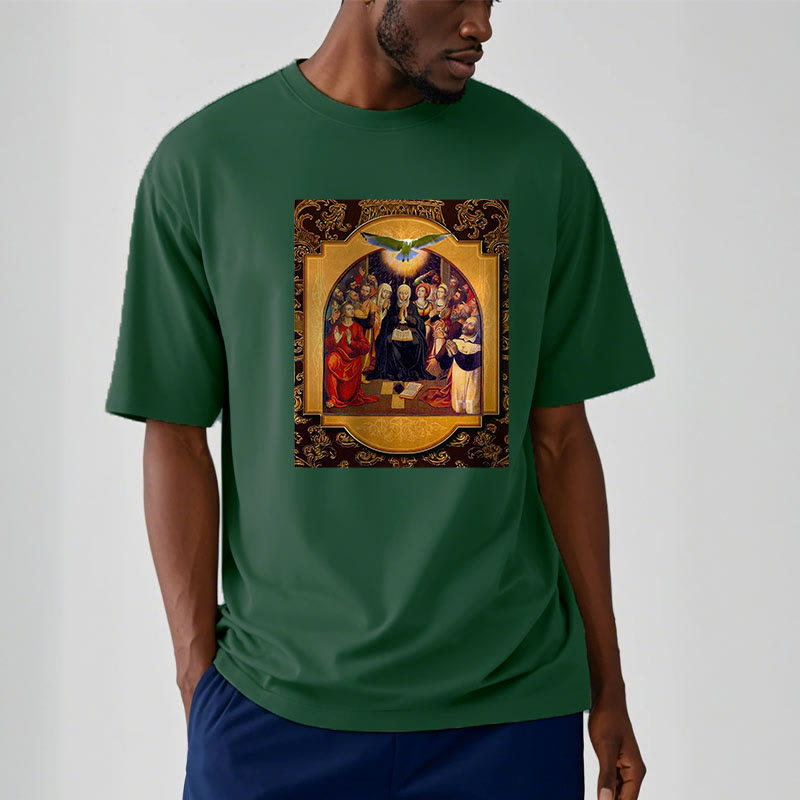 Christianartworkshop Classic Style Holy Spirit Apostles Saint Virgin Mary Short Sleeve T-shirt - image 10