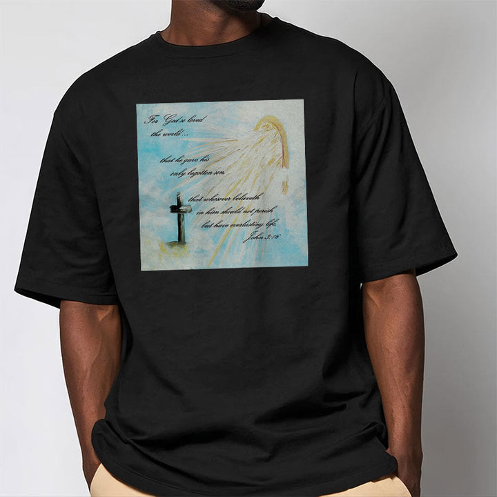 Christianartworkshop Classic Style For God so Loved the World  Short Sleeve Washed T-shirt - image 8
