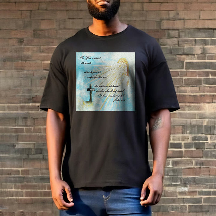 Christianartworkshop Classic Style For God so Loved the World  Short Sleeve Washed T-shirt - image 6