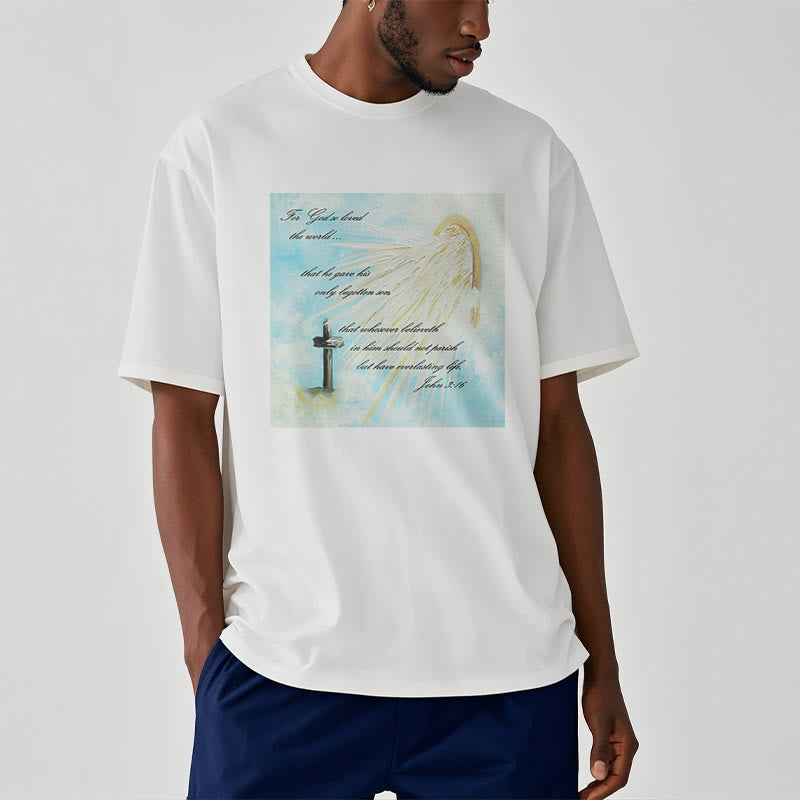 Christianartworkshop Classic Style For God so Loved the World  Short Sleeve Washed T-shirt - image 4