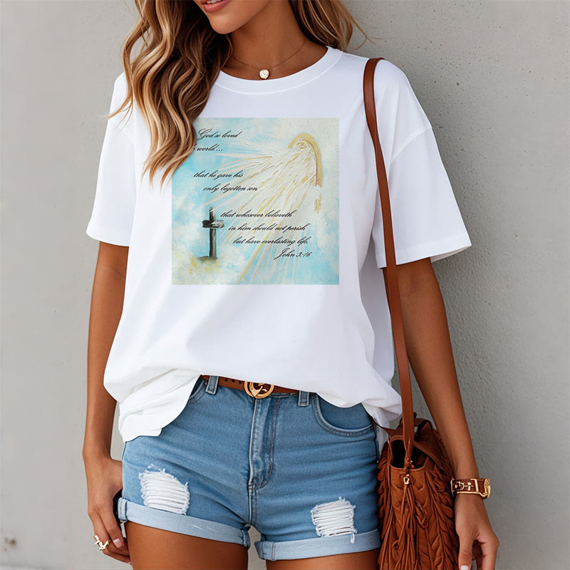 Christianartworkshop Classic Style For God so Loved the World  Short Sleeve Washed T-shirt - image 3