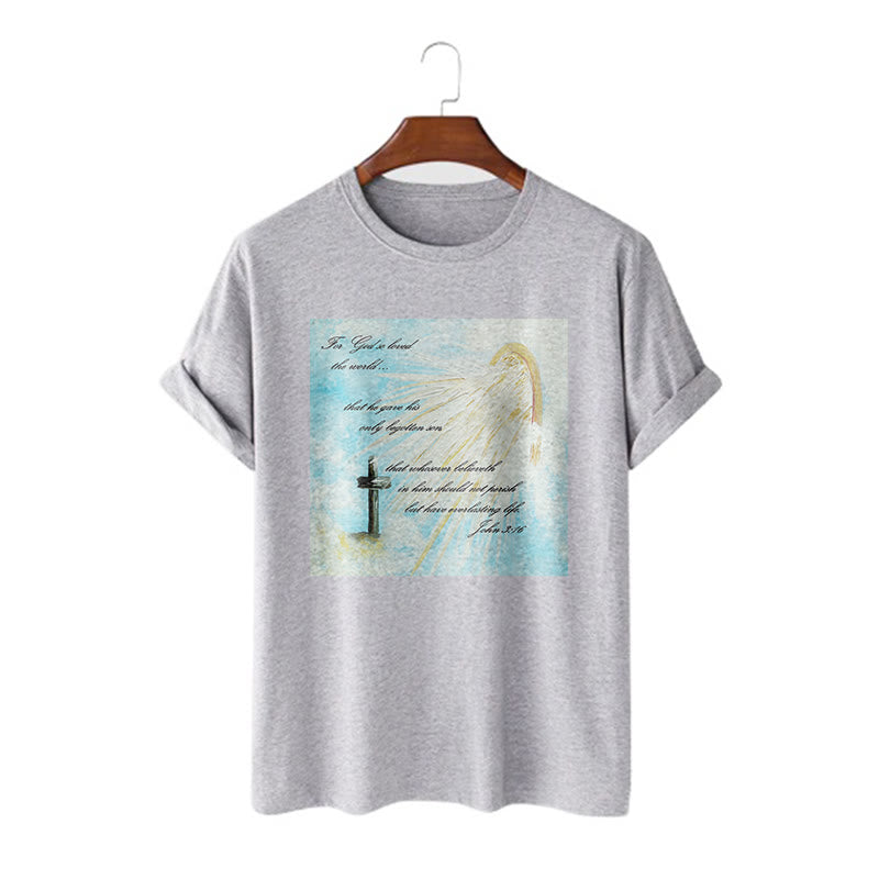 Christianartworkshop Classic Style For God so Loved the World  Short Sleeve Washed T-shirt - Grey - 2XL - image 19