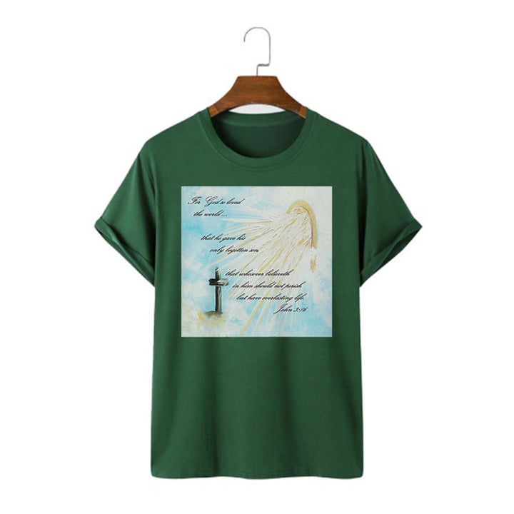 Christianartworkshop Classic Style For God so Loved the World  Short Sleeve Washed T-shirt - Dark Green - 2XL - image 11