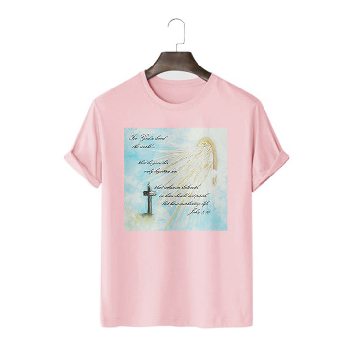 Christianartworkshop Classic Style For God so Loved the World  Short Sleeve Washed T-shirt - Pink - 2XL - image 15