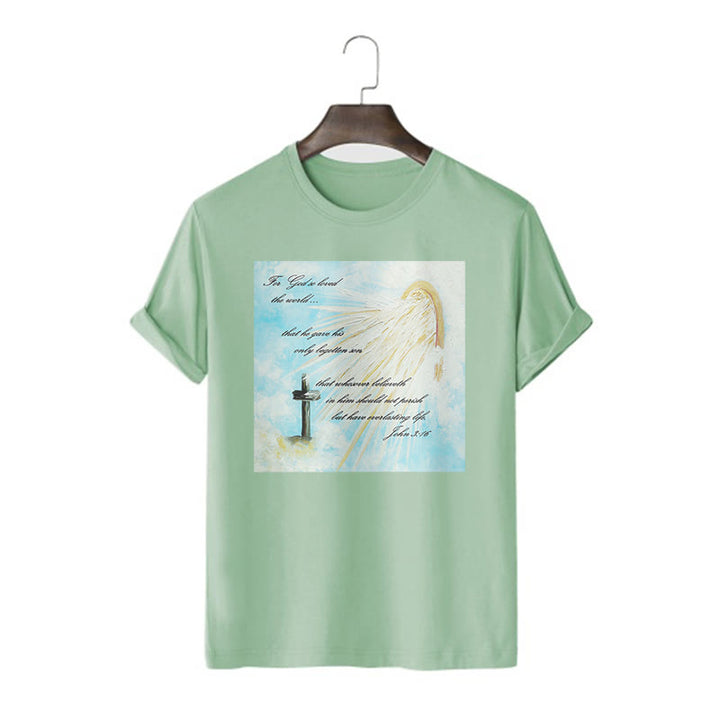 Christianartworkshop Classic Style For God so Loved the World  Short Sleeve Washed T-shirt - Light Green - 2XL - image 13
