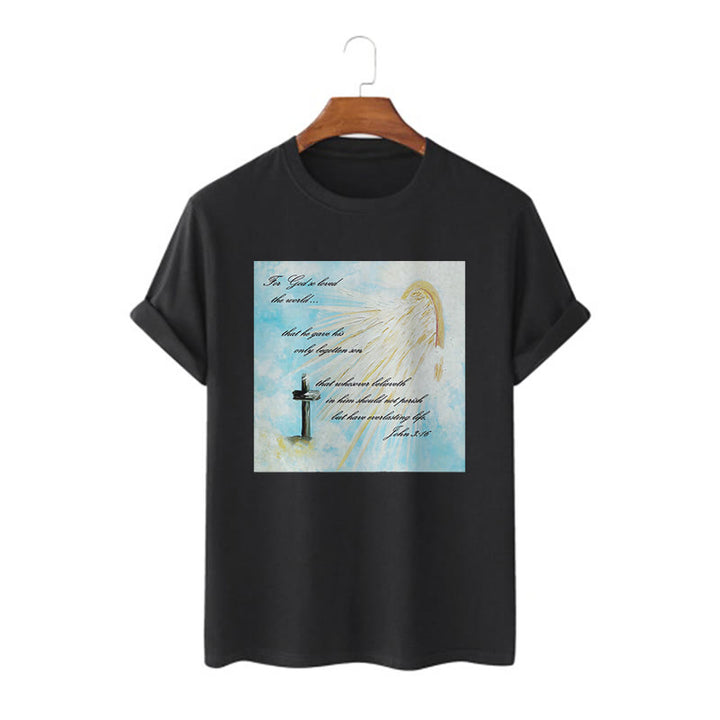 Christianartworkshop Classic Style For God so Loved the World  Short Sleeve Washed T-shirt - Black - 2XL - image 5