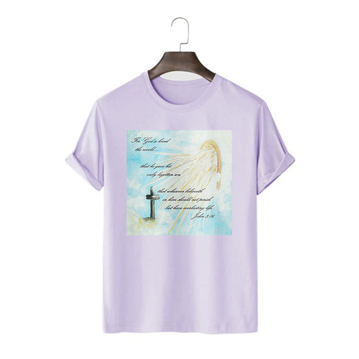 Christianartworkshop Classic Style For God so Loved the World  Short Sleeve Washed T-shirt - Purple - 2XL - image 17