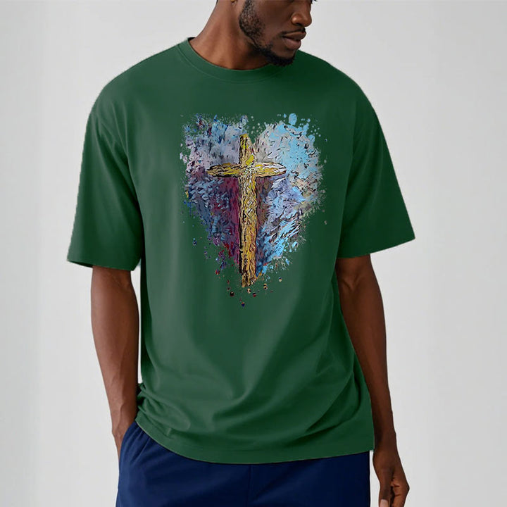 Christianartworkshop Classic Style Cross my Heart Short Sleeve T-shirt - image 11