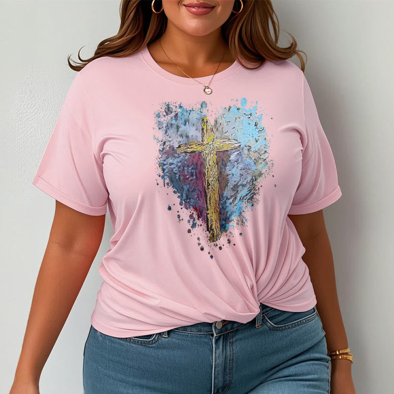 Christianartworkshop Classic Style Cross my Heart Short Sleeve T-shirt - image 15