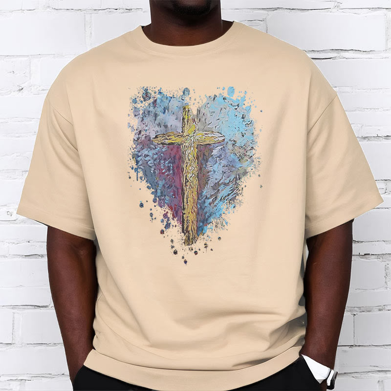 Christianartworkshop Classic Style Cross my Heart Short Sleeve T-shirt - image 9