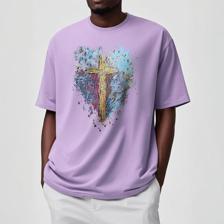 Christianartworkshop Classic Style Cross my Heart Short Sleeve T-shirt - image 17