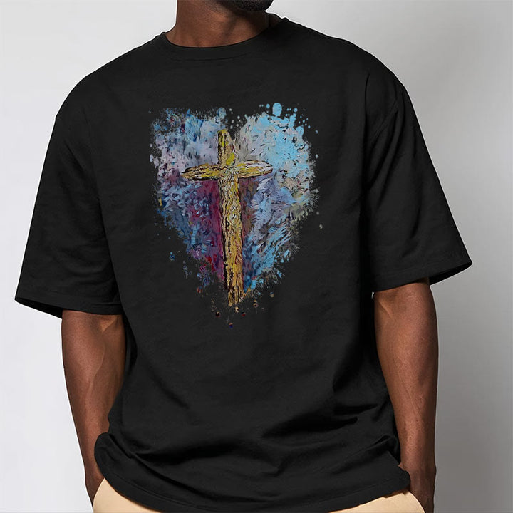 Christianartworkshop Classic Style Cross my Heart Short Sleeve T-shirt - image 7