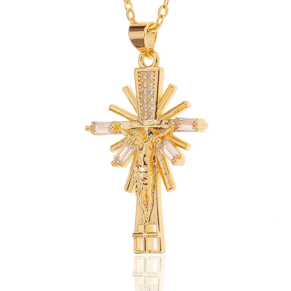 Christianartworkshop Lightweight Luxury Style Crucifix with Diamonds Pendant Necklace - image 4