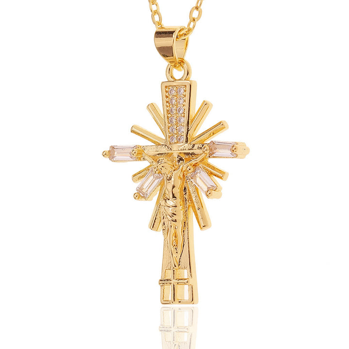 Christianartworkshop Lightweight Luxury Style Crucifix with Diamonds Pendant Necklace - image 4