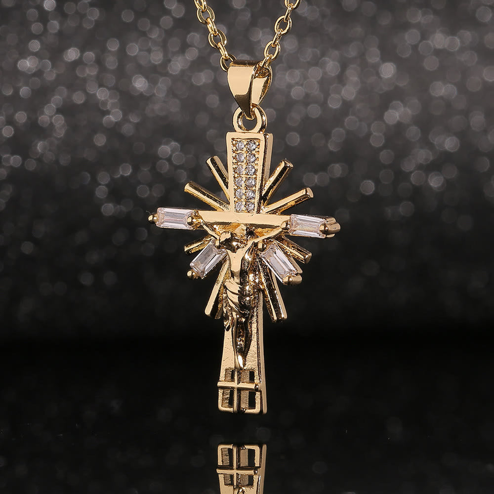 Christianartworkshop Lightweight Luxury Style Crucifix with Diamonds Pendant Necklace - image 2