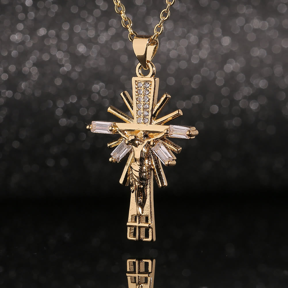 Christianartworkshop Lightweight Luxury Style Crucifix with Diamonds Pendant Necklace - image 2