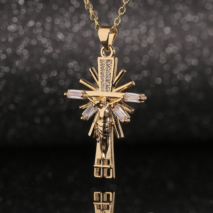 Christianartworkshop Lightweight Luxury Style Crucifix with Diamonds Pendant Necklace - image 2