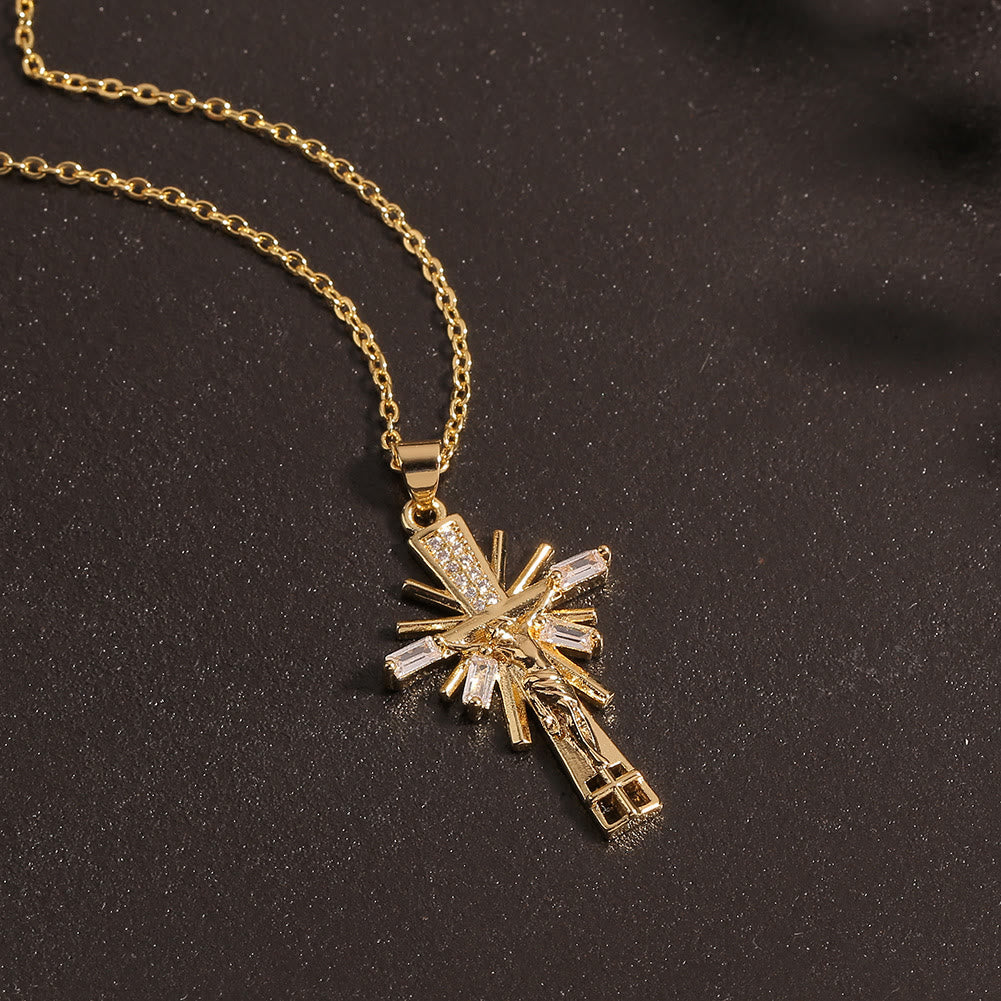 Christianartworkshop Lightweight Luxury Style Crucifix with Diamonds Pendant Necklace - image 3