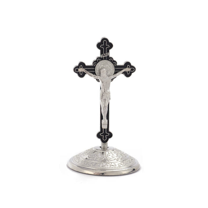 Christianartworkshop Classic Style Zinc Alloy Crucifix Stereoscopic Desktop Ornaments - Black-Silver - image 5