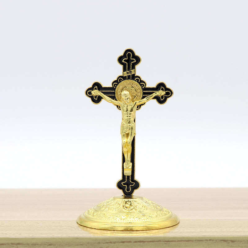 Christianartworkshop Classic Style Zinc Alloy Crucifix Stereoscopic Desktop Ornaments - Black - image 2