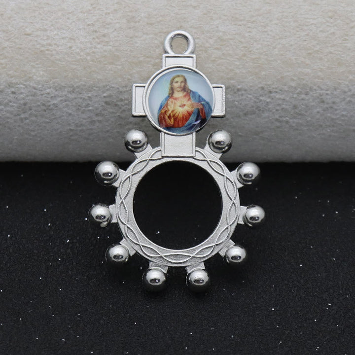Christianartworkshop 2pcs/set Immaculate Heart of Mary Holy Family Finger Decade Rosary Ring - image 5