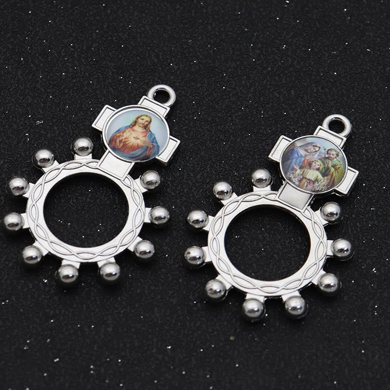 Christianartworkshop 2pcs/set Immaculate Heart of Mary Holy Family Finger Decade Rosary Ring - 2pcs/set - image 1