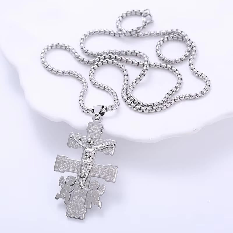 Christianartworkshop Classic Style Retro Crucifix with Angels Pendant Necklace - image 7